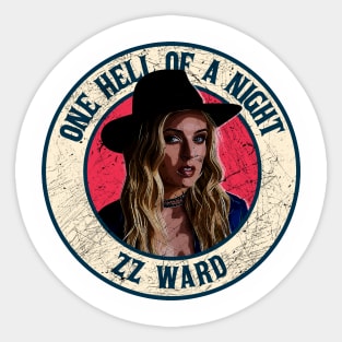 Retro Style Fan Art Design ZZ Ward One  Hell  A Night Sticker